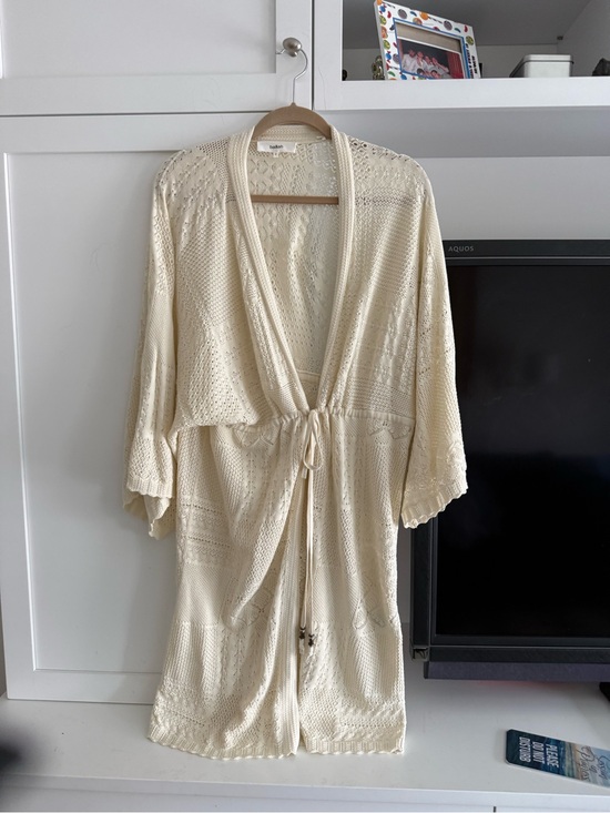 ba&sh Other - ba&sh Cream Crochet Tie-Waist Knit Robe